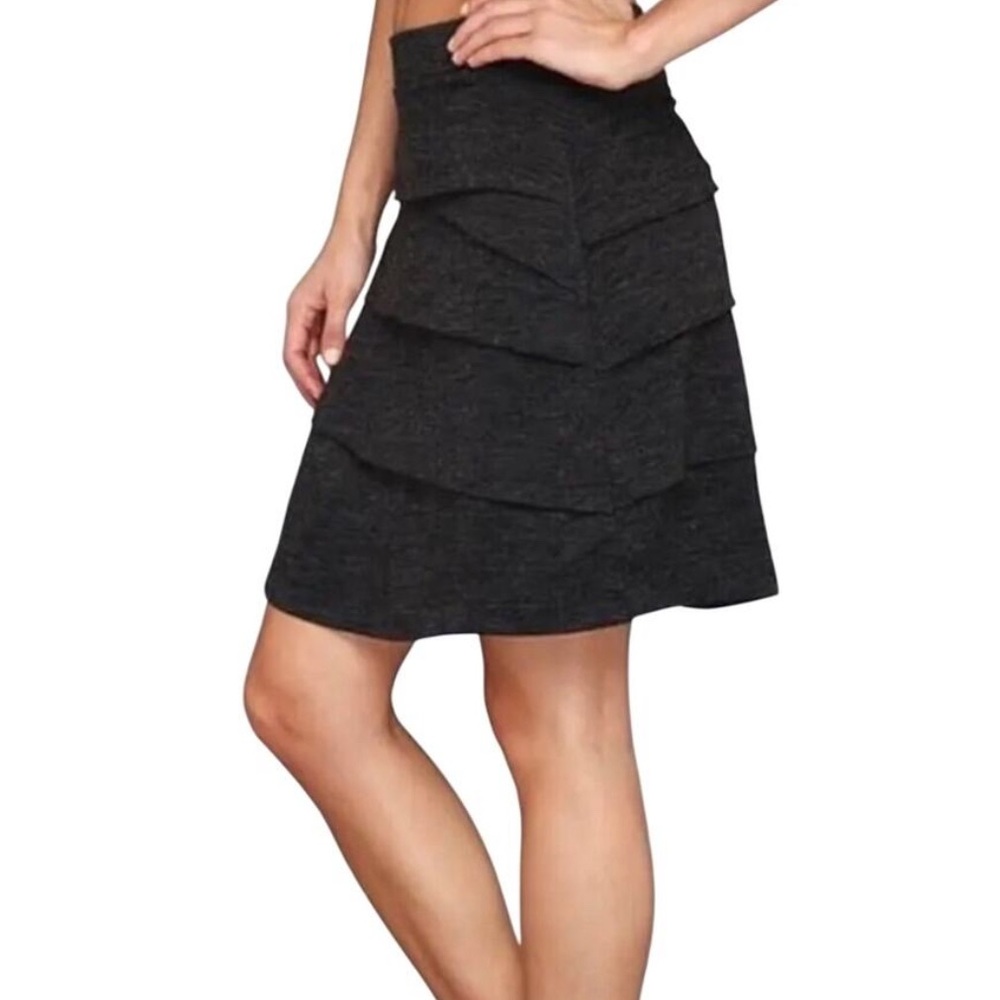 🩶Prana Leah Charcoal Gray Layered A-Line Skirt